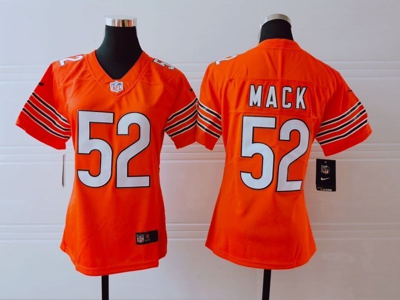 Chicago Bears Khalil Mack #52 Nfl 2020 Orange Womens Jersey