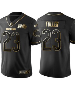 Chicago Bears Kyle Fuller 100th Anniversary Black Gold Logo Jersey