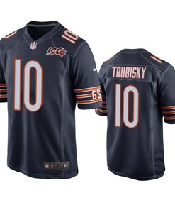 Chicago Bears Mitchell Trubisky Navy 100th Season Game Jersey - Mens