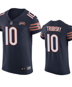 Chicago Bears Mitchell Trubisky Navy 100th Season Vapor Elite Jersey