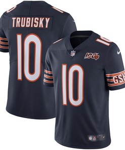 Chicago Bears Mitchell Trubisky Navy Nfl 100th Season Jersey
