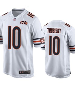 Chicago Bears Mitchell Trubisky White 100th Season Game Jersey - Men