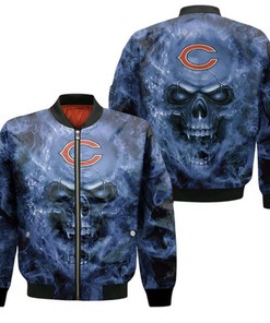 Chicago Bears Nfl Fans Skull Bomber Jacket Model 1086