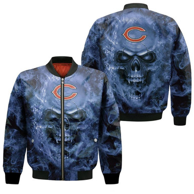 Chicago Bears Nfl Fans Skull Bomber Jacket Model 1086