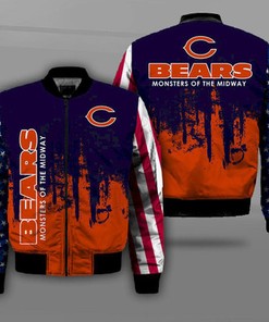 Chicago Bears Nfl The National Football League 3D Flag Bomber Jacket