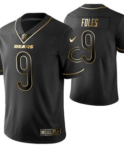 Chicago Bears Nick Foles 9 2021 Nfl Golden Brandedition Black Jersey Gift For Bears Fans