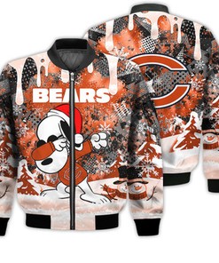 Chicago Bears Snoopy Dabbing The Peanuts Sports Football American Christmas Dripping Matching Gifts Unisex 3D Bomber Jacket