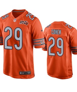 Chicago Bears Tarik Cohen Orange 100th Season Game Jersey - Mens