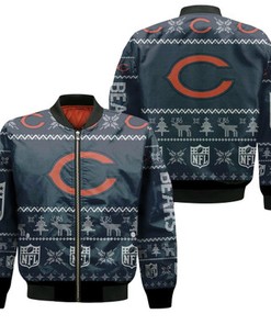 Chicago Bears Ugly Sweatshirt Christmas 3D Bomber Jacket