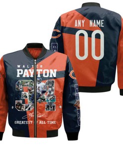 Chicago Bears Walter Payton 34 Greatest Of All Time NFL America Football Gift With Custom Name Number For Bears Fans Bomber Jacket