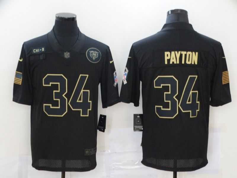 Chicago Bears Walter Payton #34 Nfl 2020 Black Jersey