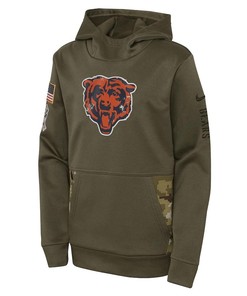 Chicago Bears Youth 2022 Salute To Service Performance Pullover Hoodie - Olive