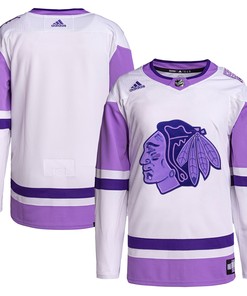 Chicago Blackhawks Adidas Hockey Fights Cancer Primegreen Authentic Blank Practice Jersey - White/purple Nhl
