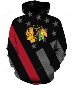 Chicago Blackhawks And American Flag 3D Hoodie Zip Hoodie