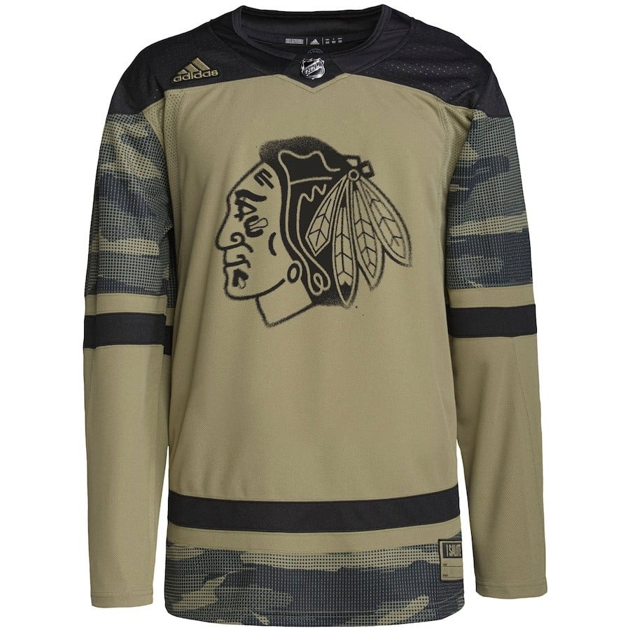 Chicago Blackhawks Military Appreciation Team Custom Practice Jersey - Camo