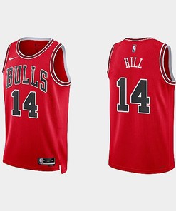 Chicago Bulls 14 Malcolm Hill 2022-23 Icon Edition Red Men Jersey