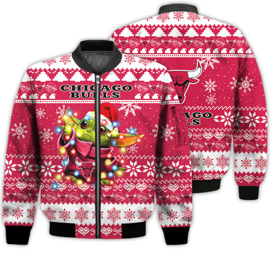 Chicago Bulls Baby Yoda Star Wars Sports Football American Ugly Christmas Gifts Unisex 3D Bomber Jacket