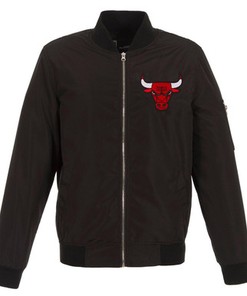 Chicago Bulls JH Design Lightweight Nylon Full-Zip Bomber Jacket - Black