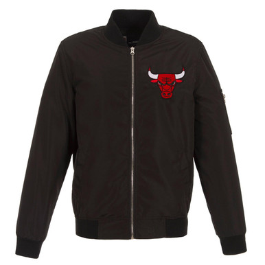 Chicago Bulls JH Design Lightweight Nylon Full-Zip Bomber Jacket - Black