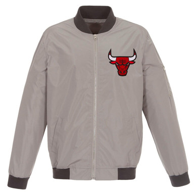 Chicago Bulls JH Design Lightweight Nylon Full-Zip Bomber Jacket - Gray/Charcoal
