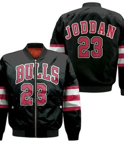 Chicago Bulls Michael Jordan 23 Nba Throwback Black Jersey Bomber Jacket