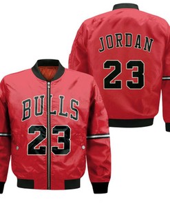 Chicago Bulls Michael Jordan 23 Nba Throwback Red Jersey Inspired Bomber Jacket