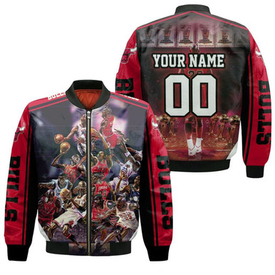 Chicago Bulls Michael Jordan And Legends Personalized Bomber Jacket Model 1118