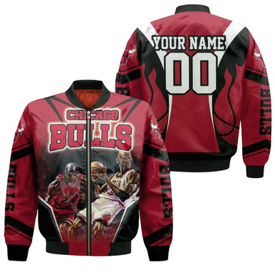 Chicago Bulls Michael Jordan Legends Red Black Personalized Bomber Jacket Model 1136
