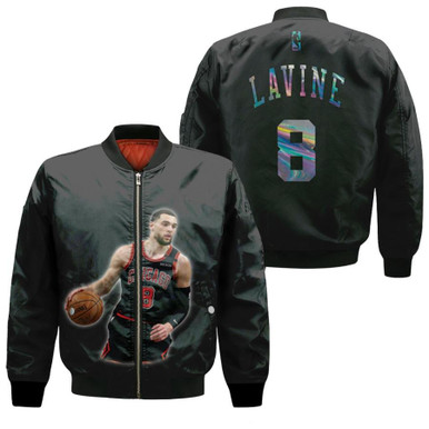 Chicago Bulls Zach LaVine 8 NBA Legends Basketball Team Black Gift For Bulls Fans Bomber Jacket