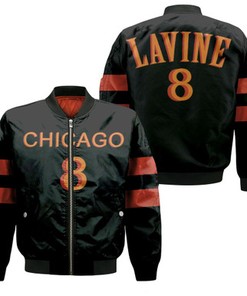 Chicago Bulls Zach Lavine 8 2020 Nba Black Jersey Bomber Jacket