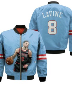 Chicago Bulls Zach Lavine 8 NBA Legendary Captain Basketball Team Blue Gift For Bulls Fans Bomber Jacket