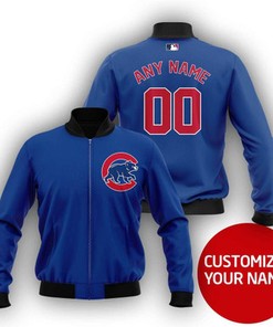 Chicago Cubs #00 Personalized Blue Jersey Style Gift With Custom Number Name For Cubs Fans Bomber Jacket