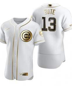 Chicago Cubs #13 David Bote Mlb Golden Brandedition White Jersey Gift For Cubs Fans