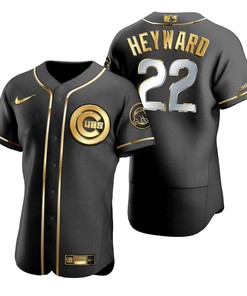 Chicago Cubs #22 Jason Heyward Mlb Golden Brandedition Black Jersey Gift For Cubs Fans