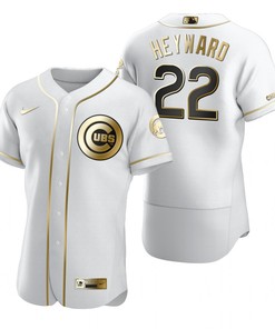 Chicago Cubs #22 Jason Heyward Mlb Golden Brandedition White Jersey Gift For Cubs Fans