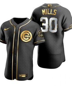 Chicago Cubs #30 Alec Mills Mlb Golden Brandedition Black Jersey Gift For Cubs Fans