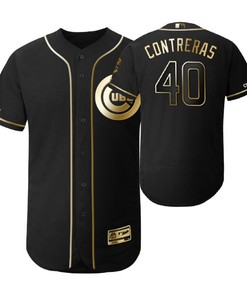 Chicago Cubs #40 Willson Contreras Mlb 2019 Golden Brandedition Black Jersey Gift For Cubs Fans