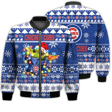 Chicago Cubs Baby Yoda Star Wars Sports Football American Ugly Christmas Gifts Unisex 3D Bomber Jacket