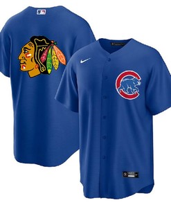 Chicago Cubs Blackhawks Royal Cool Base Stitched Baseball Jersey