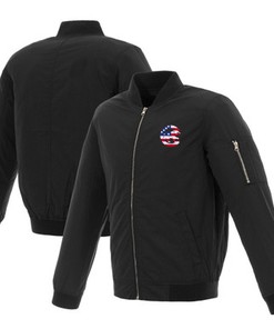 Chicago Cubs JH Design 2019 Stars and Stripes Bomber Jacket with Embroidered Logo - Black