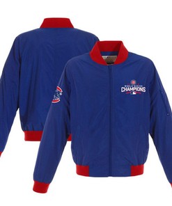 Chicago Cubs JH Design Women's 2016 World Series Nylon Full-Zip Bomber Jacket - Royal