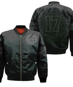 Chicago Cubs Kris Bryant 17 2020 Mlb Black Jersey Inspired Style Bomber Jacket