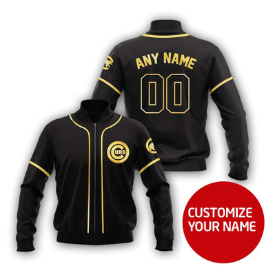 Chicago Cubs Mlb Baseball Team Black Personalized Gift With Custom Number Name For Baseball And Cubs Fans Bomber Jacket 900012427811