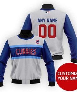 Chicago Cubs Mlb Baseball Team Grey Personalized Gift With Custom Number Name For Baseball And Cubs Fans Bomber Jacket 900010967277