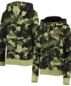 Chicago Cubs New Era Womens 2022 Mlb Armed Forces Day Camo Full-zip Hoodie - Green