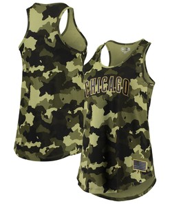Chicago Cubs New Era Womens 2022 Mlb Armed Forces Day Camo Racerback Tank Top - Green