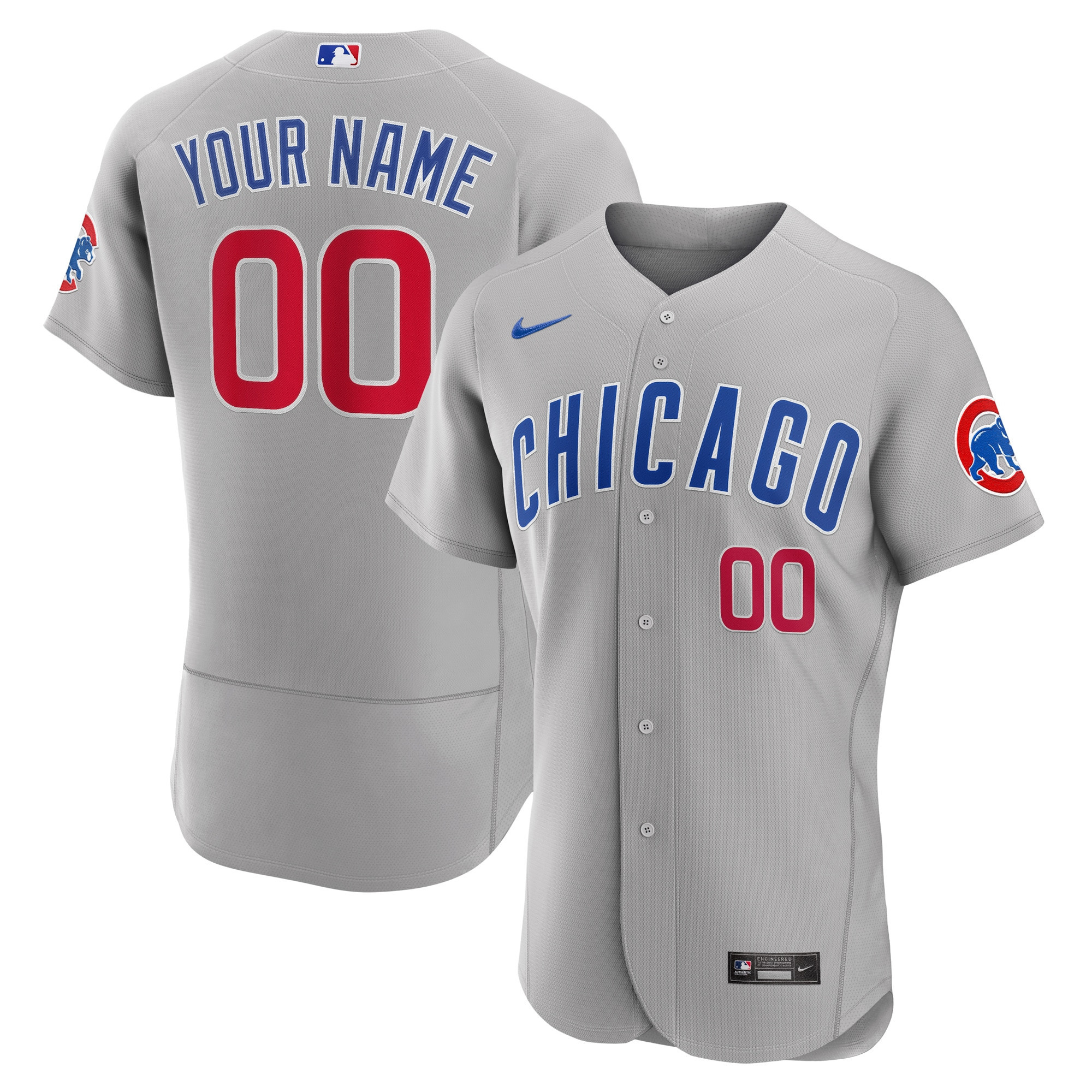 Chicago Cubs Road Authentic Custom Jersey - Gray Custom Jerseys Mlb