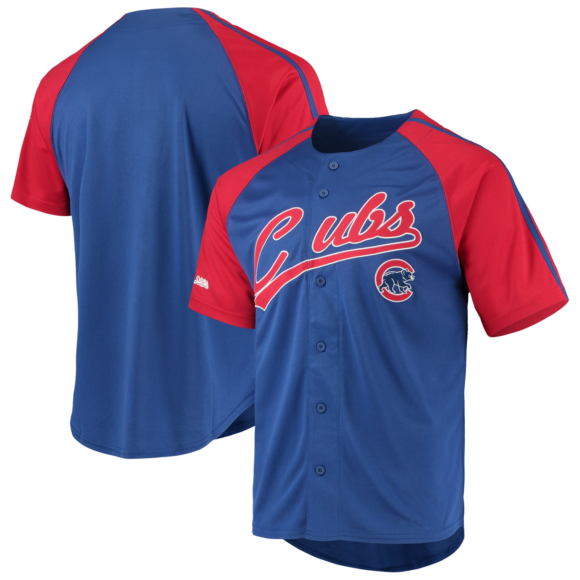 Chicago Cubs Stitches Button-down Raglan Replica Jersey - Royal Mlb