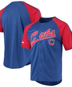 Chicago Cubs Stitches Button-down Raglan Replica Jersey - Royal Mlb