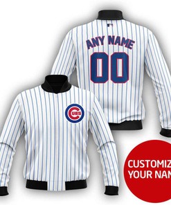 Chicago Cubs White Mlb Baseball Team Personalized Gift With Custom Number Name For Baseball And Cubs Fans Bomber Jacket